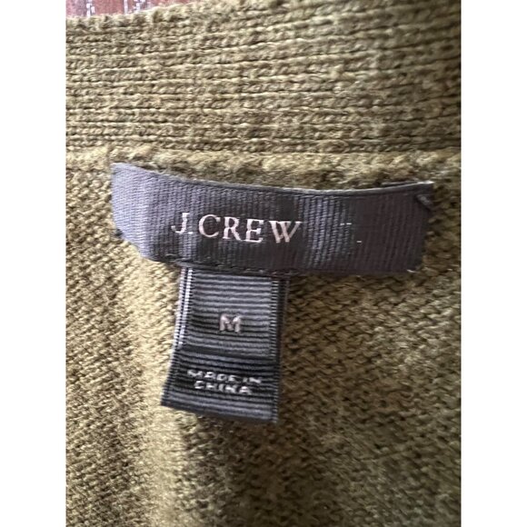 J.Crew Cardigan Green Wool Blend Button Down Oversized Pockets Women's Medium - Picture 3 of 10